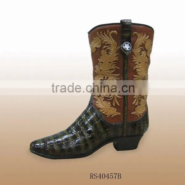Polyresin Cowboy Shoes for Home Decor