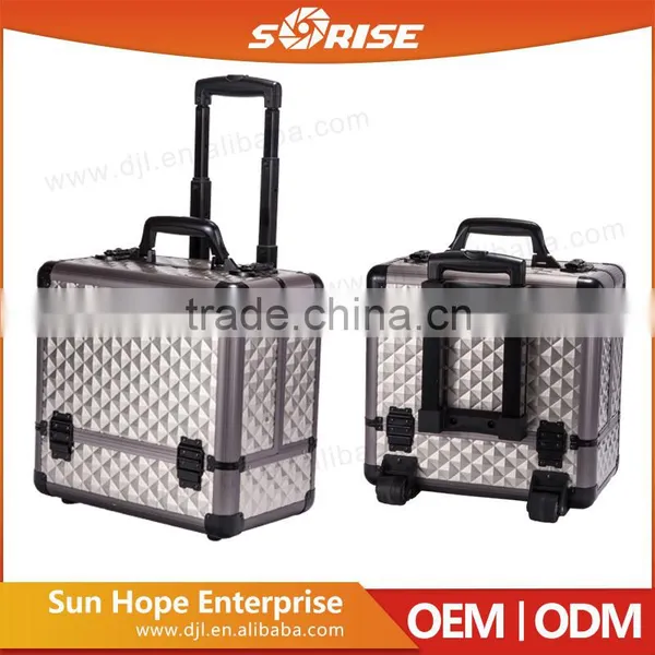 4 in 1 Makeup Trolley Black Professional Cosmetic Rolling Makeup Case photo-6