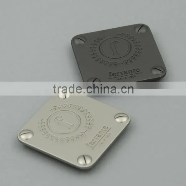 High Quality Custom Square Metal Plate Tags With Prongs For Hangbag photo-2