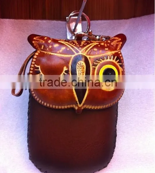 High Quality Genuine Leathter Coin Purse Owl Face Animal Leather Coin Purse, Coin Case photo-3