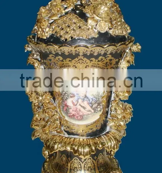 Birds and Flowers Decorated Ceramic Jar, Hand Painted Luxury Designed Jar photo-5