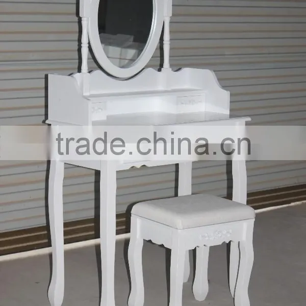 French Style White Wooden Dressing Table With Stool/White K/D Dresser/Modernstyle Dressing Table photo-4