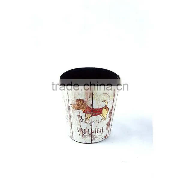 Cartoon Dog Print Waste Bin Faux Leather Open Top Standing Trash Can photo-3