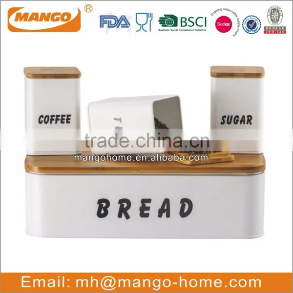 Wooden Lid Colorful Coating Metal Ripples Canister Sets photo-2