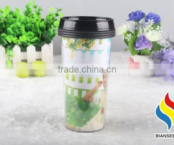 China Factory Wholesale Plastic Custom Paper Insert Travel Mug Cup photo-2