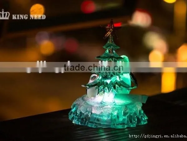 Clear Acrylic Crystal LED RBG Color Changing Penguin Table Home Ornaments photo-2