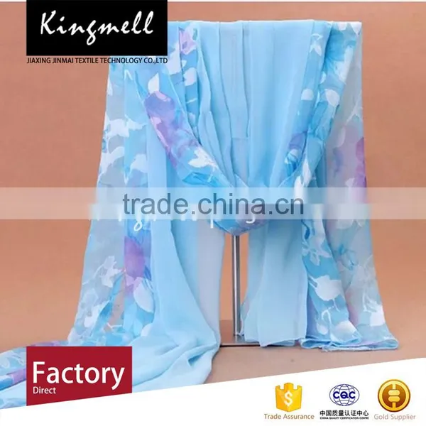 Custom-made Fashion Digital Printed Colorful Silk Chiffon Scarf Shawl photo-3