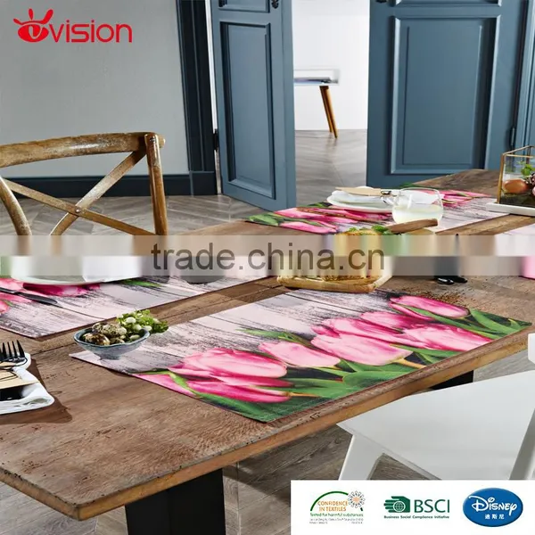 Digital Tulip Designs Place Mat, 4 Pcs per Set, Table Decoration,fabric Painting Designs on Table Cloth