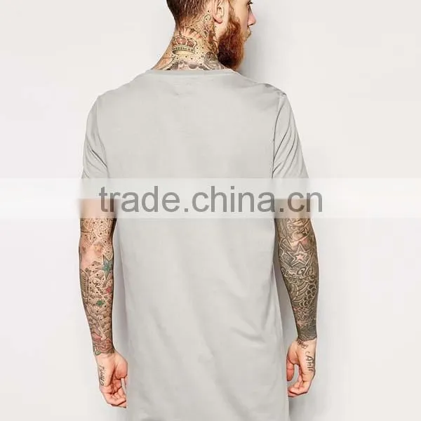 OEM Mens Gray Soft And Thin Plain Long Length T-shirts photo-2