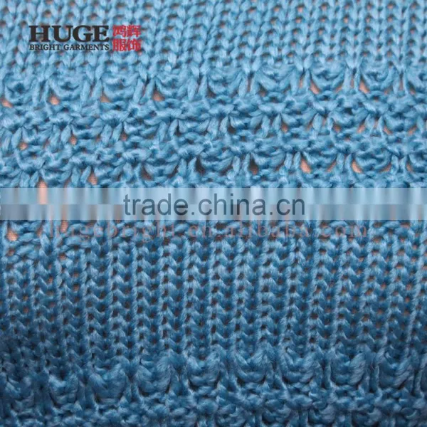 100% Acrylic Vcrew Neck Blue Woman Knited Sweater photo-3