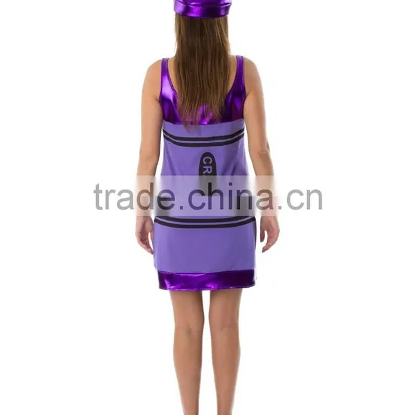 Women's Purple Crayon Fancy Dress Costume photo-3