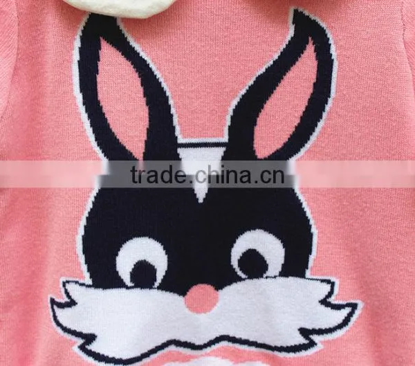 Lovely Rabbite Knitting Pattern Pink Red Baby Girls Stylisg Latest Sweater photo-3