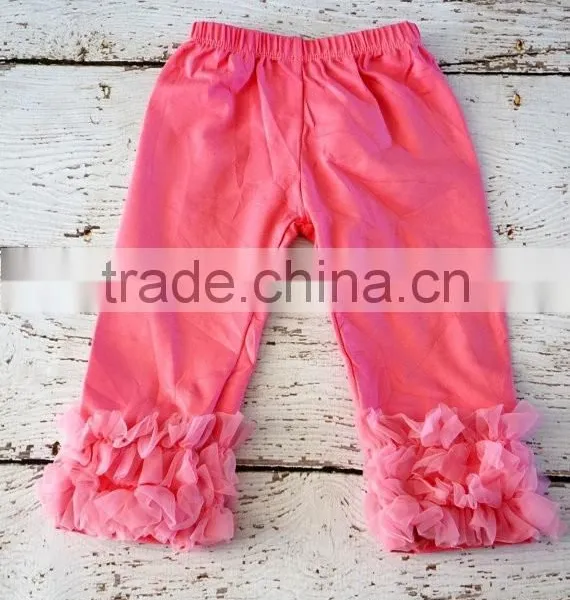 Newest Design Children's Clothing Pant Kids Plain Red Legging Girls Ruffle Lace Trouser photo-4