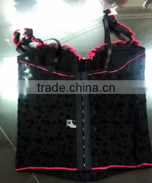 Open Hot Sex Women Photo Corset With Lovely Flock Print/sexy Print Corset photo-2