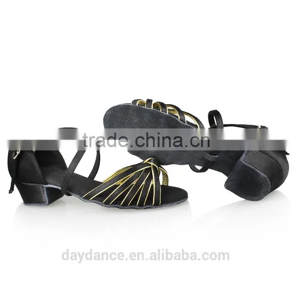 Girls Low Heel Colorful Satin Latin Ballroom Dance Shoes photo-3