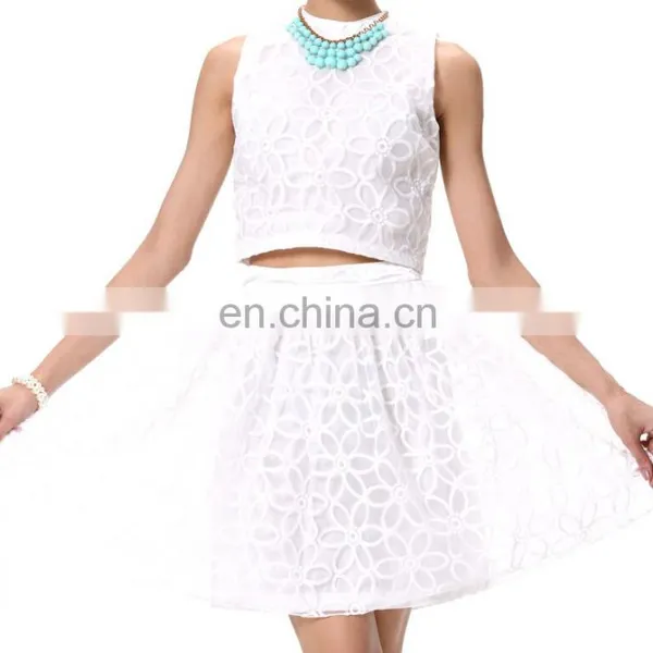 Glass Fiber Fabric Sleeveless White Skirt Two Piece Clothing photo-3
