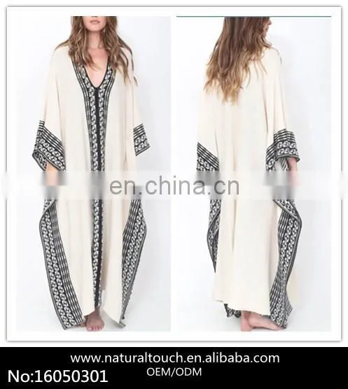 Fashion Women Abaya Dubai Boho Kaftan Loose Dress (16050301)