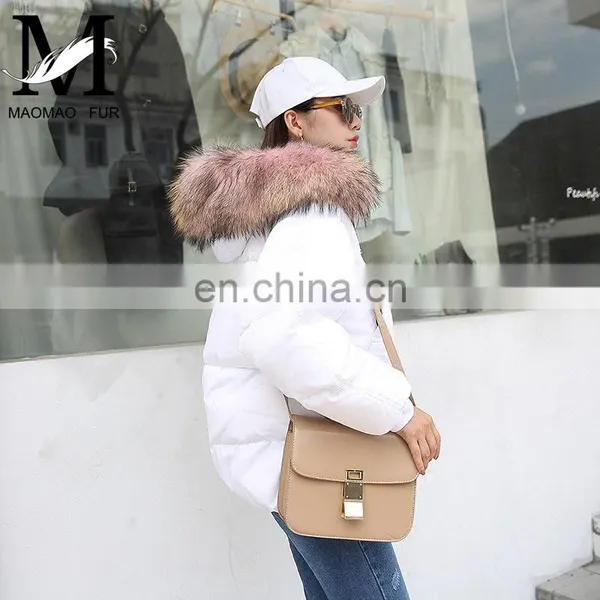2017 Hot Selling New Design Women Real Big Raccoon Fur Collar New Down Coat photo-4