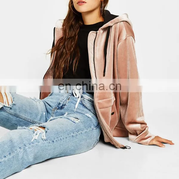 Comfortable Cool Design Velvet Zip Up Hoodie photo-4