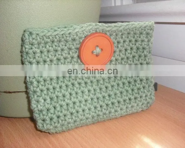Crochet Cotton Pouch in Sage Green