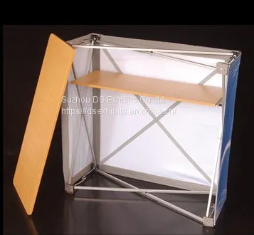 Rortable Aluminum Pop Up Booth Folding Wooden Steel Board Promotion Counter Table Design For Advertising Display photo-4