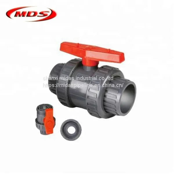 OD32mm Gray Color Plastic PVC True Double Union Ball Valve for Water Supply photo-2