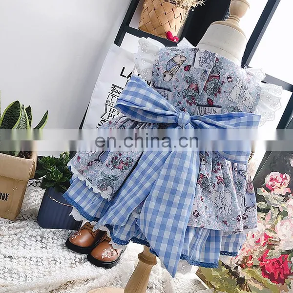 Baby GIrl Summer Blue Rabbit Turkey Vintage Spanish Lolita Princess Ball Princess Gown Dress for Girl Easter Birthday Party photo-3