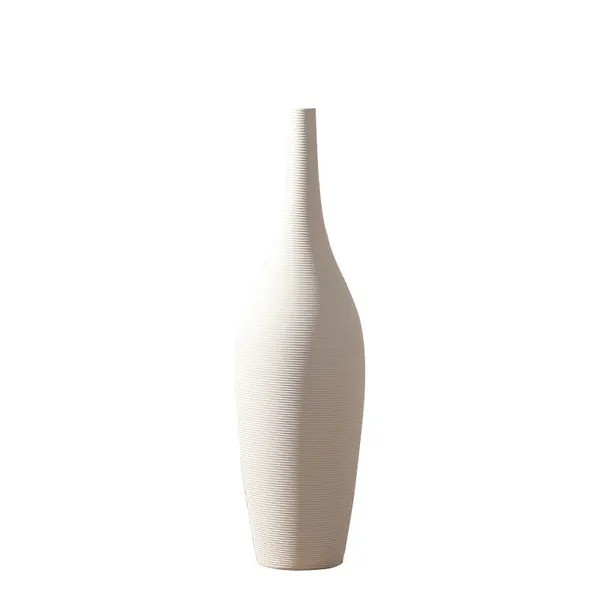 Biscuit Firing Minimalism Creative Hand Made White Large Ceramic Vase Decoration For Living Room photo-5