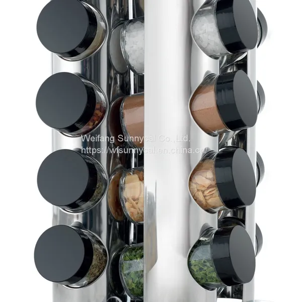 16 Jars Revolving Countertop Spice Rack Stainless Steel Seasoning Storage Organization for Kitchen photo-5