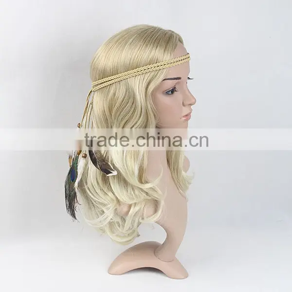 Wholesale Hair Accessories Girls Bohemia Braided Suede Headband With Feather Girls Hair Belts photo-4