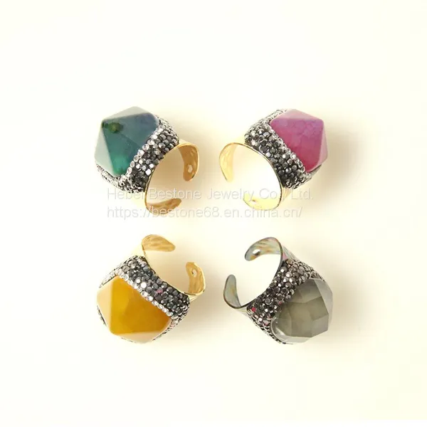 Green Agate Ring Gold Plated photo-3