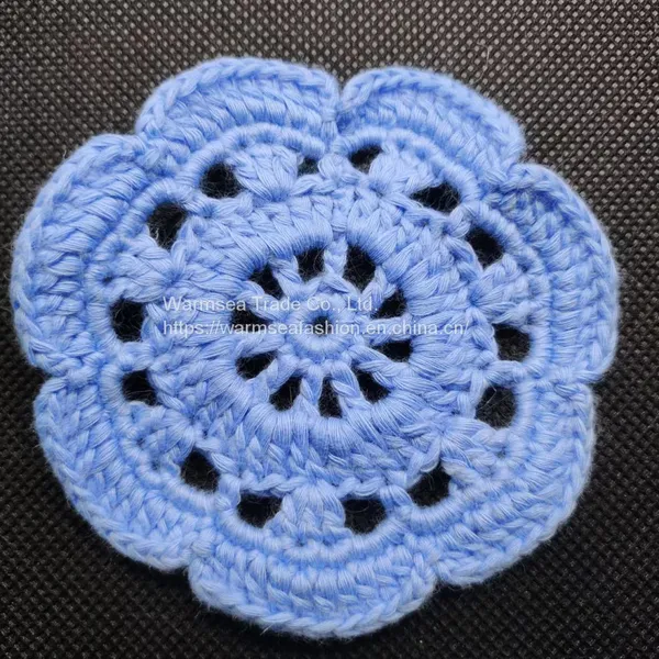 Handcraft Garment Accessories Handmade Rose Red Color and Blue Color Cotton Appliques photo-3