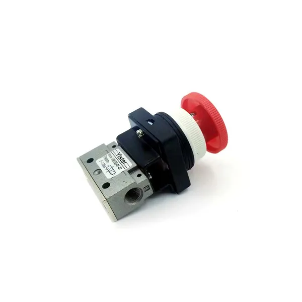 3 Way Green/yellow/black/red Mushroom-head Push Button Type Spring Return Air Mechanical Valve photo-4