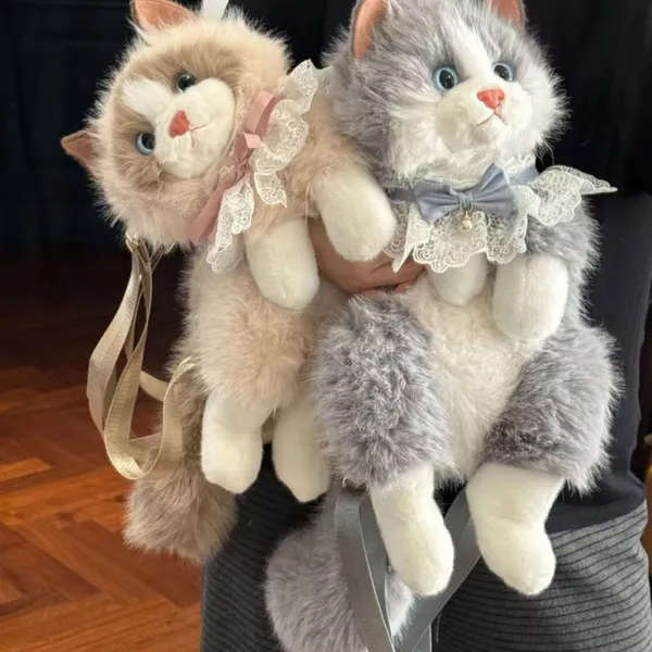 Faux Fur Cat Plush Backpack photo-3