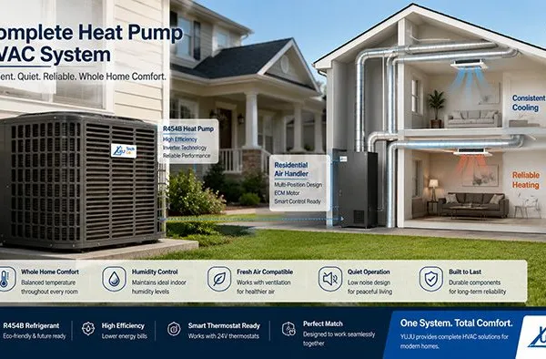 R454B Low-GWP DC Inverter Central Ducted Heat Pump System 3-5 Ton 18 SEER2 ECM Air Handler