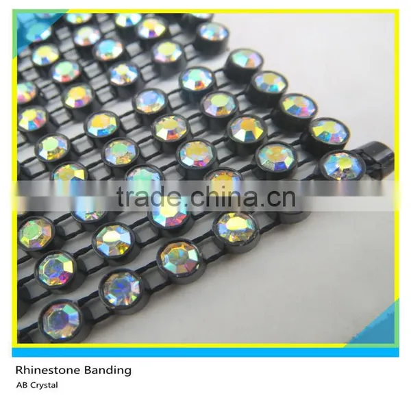 Crystal Band Sewing Plastic Ss16 4mm Crystal Coffe Banding 1x130 Pcs 10 Yards photo-3