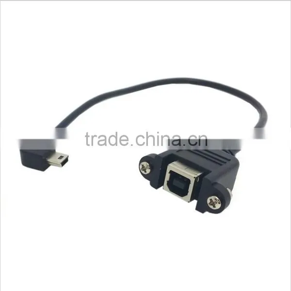 20cm Mini USB 5pin Left Angle Male to USB B Female Panel Mount Cable With Screws