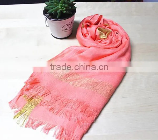 Fashionable Cotton Gold Thread Square Scarf Cotton Long Scarf Twill Scarf photo-2