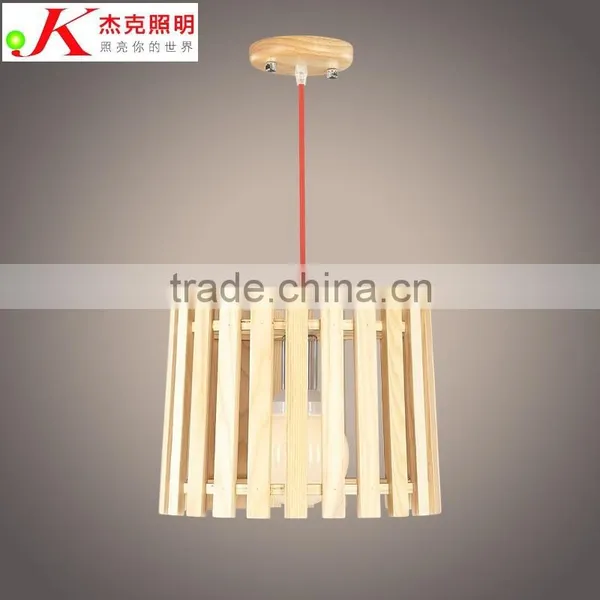 Wooden LED Pendant Light JK-8005B-06 Vintage Industrial Wood Lantern Pendant Lamp With Edison Bulb for Home/hallway photo-3