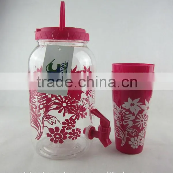 BPA Free PET Water Jar Set ,5 Sets Water Jar ,Plastic Juice Jar With Cups photo-4