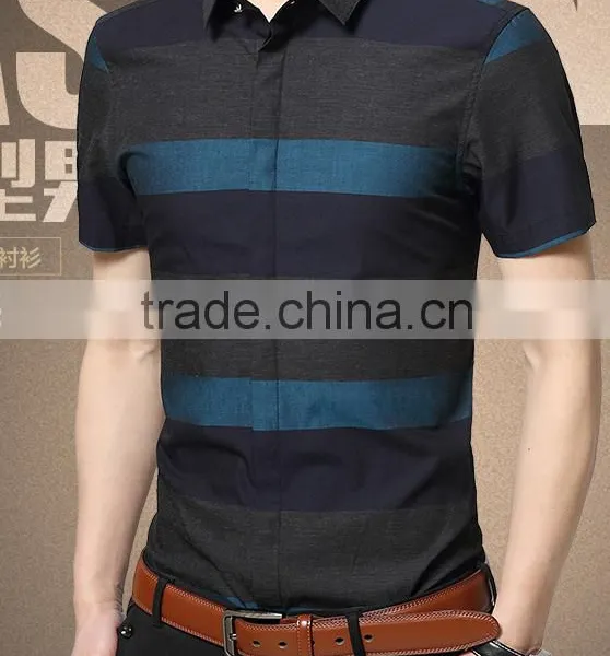 Male Work Tops Office Male Tops Printed Man Long/short Shirts photo-2