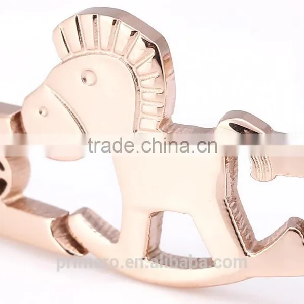 Custom Jewelry 316l Titanium Steel Rose Gold Plated Charm Bracelets Horse Bangles photo-5