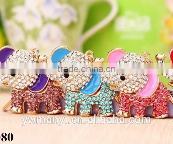 Unique Fashion Cute Crystal Elephant Keychain Rhinestone Animal Key Chains Ring Holder for Women Jewelry K0080 Quality Choice photo-2