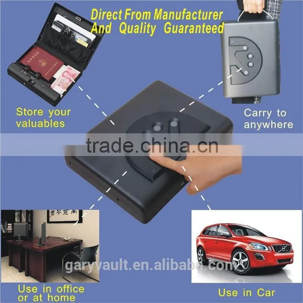 Wholesale- MS500 Micro Vault Biometric Fingerprint Handgun Pistol Small Car Security Storage Steel Safe Box / Gun Vault photo-3