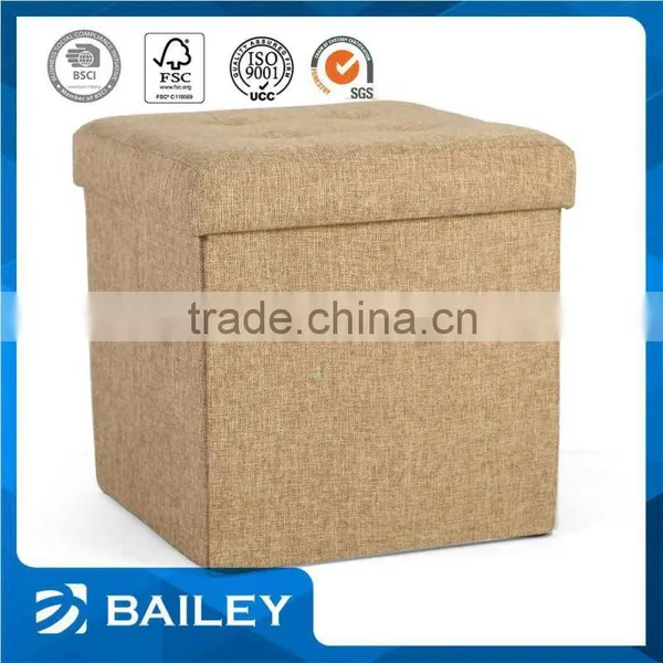 Cheap Antique Wooden Fabric Foldable Storage Ottoman Chair