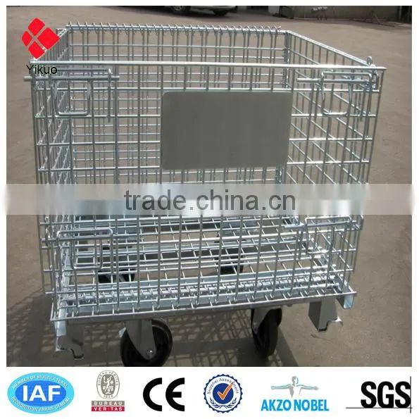 Collapsible Wire Mesh Container/rolling Metal Storage Cage(10 years factory)