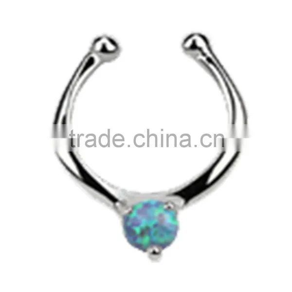 Opal Illusion Faux Clicker Septum Nose Ring photo-4