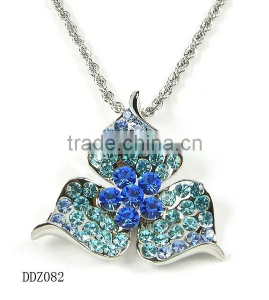 2012 Fashion Imitation Jewelry Blue Rhinestone Crystal Necklace,Rhinestone Necklace