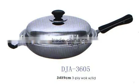 AH3605 32CM 34CM 36CM 38CM STAINLESS STEEL 201 CHINESE WOK SET