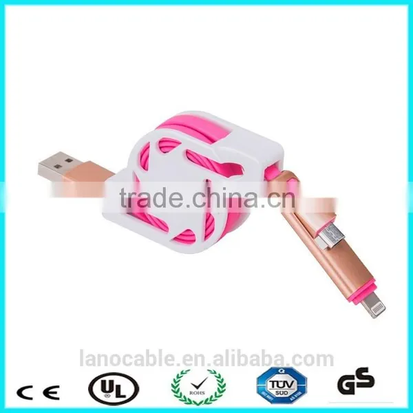 Multicolor 2 in 1 Retractable Usb Cable photo-3